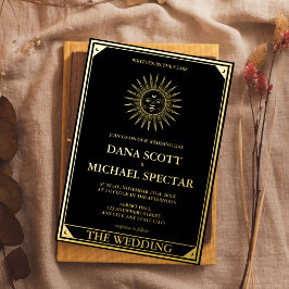Tarot Celestial Wedding Sun Moon Stars Gold Folieneinladung