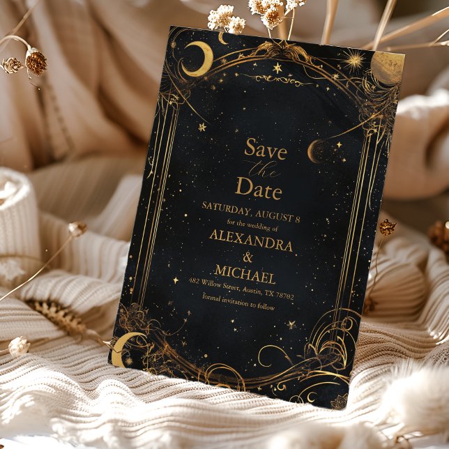 Tarot Celestial Wedding Sun Moon Stars Gold Save The Date (Von Creator hochgeladen)