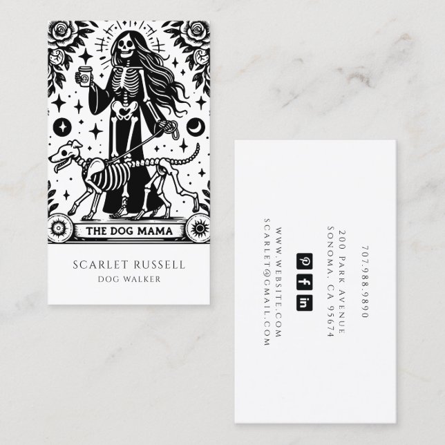 Tarot Chien Walker Animaux Carte de visite (Devant / Derrière)