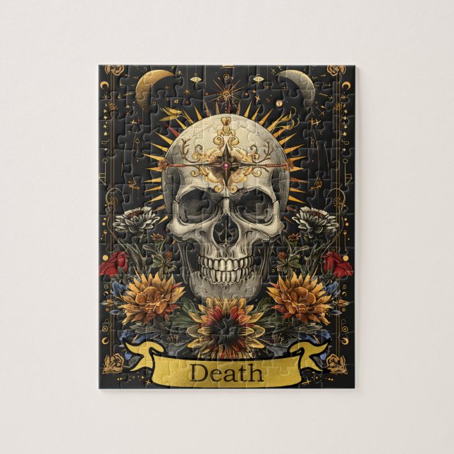 Tarot Death Card Gothic Witchy Skull & Flowers (Vertikal)