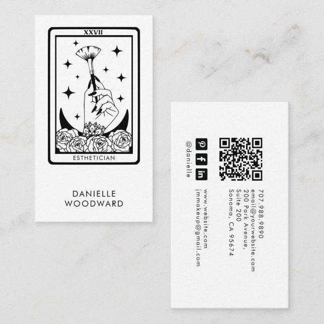 Tarot Esthetician Branding QR Code Visitenkarte (Vorne/Hinten)