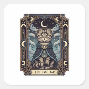 Tarot Falten - Schottisches Falten Kat Tarot Hallo Quadratischer Aufkleber