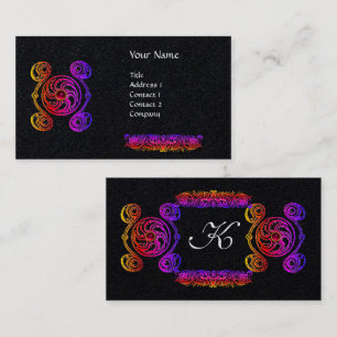 TAROT FARBIGE ZZEICHNUNGEN GEM MONOGRAMM Black Visitenkarte