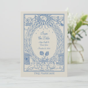 Tarot für Hochzeiten - Rett-Datum - Blau Einladung