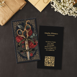 Tarot Goth Vintage Friseur Gold Schere Visitenkarte