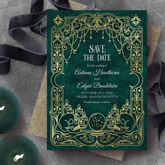 Tarot Halloween Grüne Gothic Hochzeit Save The Date (Von Creator hochgeladen)