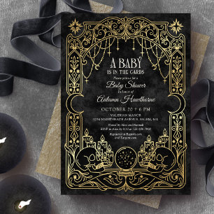 Tarot Halloween Schwarze Babyparty Einladung