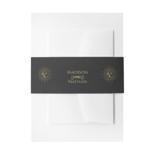 Tarot-Hochzeit Goldene Sonne und Mond Einladungsbanderole