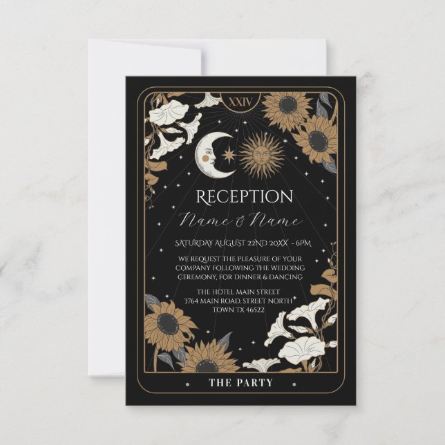 Tarot Hochzeitskarten Spiritueller Sonnenmond Einladung (Vorderseite)
