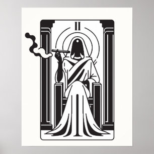 Tarot Hohepriesterin Cannabis Rauchen Okkultismus Poster