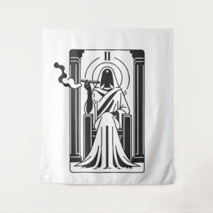 Tarot Hohepriesterin Cannabis Rauchen Okkultismus Wandteppich