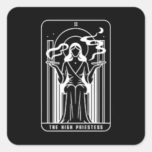 Tarot Hohepriesterin Frau Weed Rauchen Okkultismus Quadratischer Aufkleber