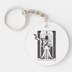 Tarot Hohepriesterin Unkraut Rauchen Okkultismus Schlüsselanhänger