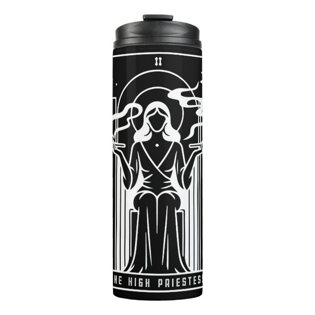 Tarot Hohepriesterin Wöchtlingsrauchkult Thermosbecher (Vorderseite)