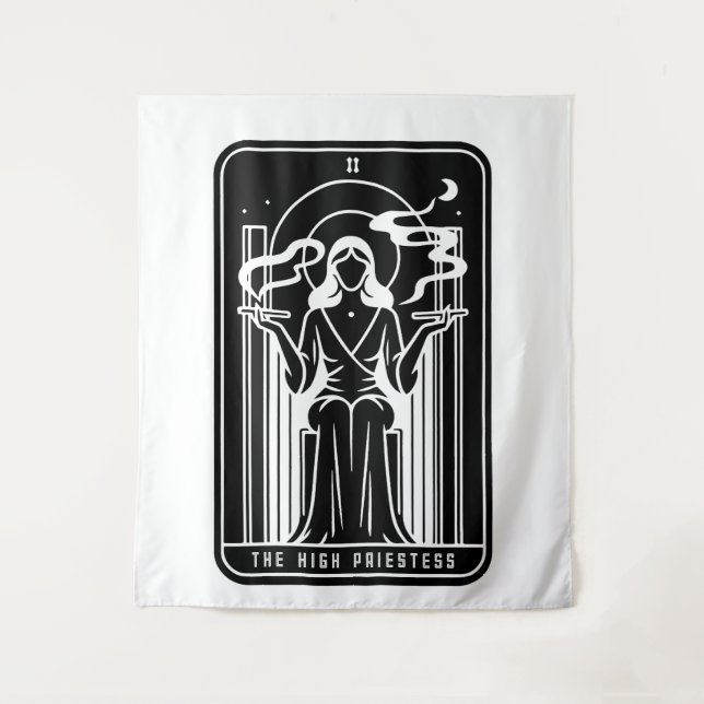 Tarot Hohepriesterin Wöchtlingsrauchkult Wandteppich (Vorderseite)