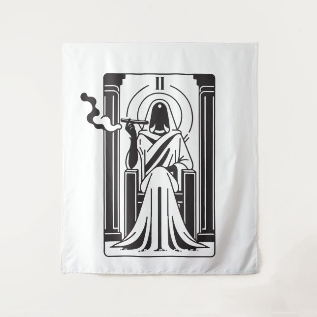 Tarot Hohepriestess Weh-Rauchen-okkultistisch Wandteppich (Vorderseite)