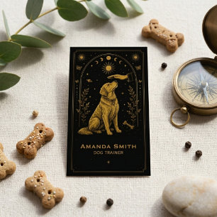 Tarot Hundetrainer Schwarz Gold Boho Visitenkarte