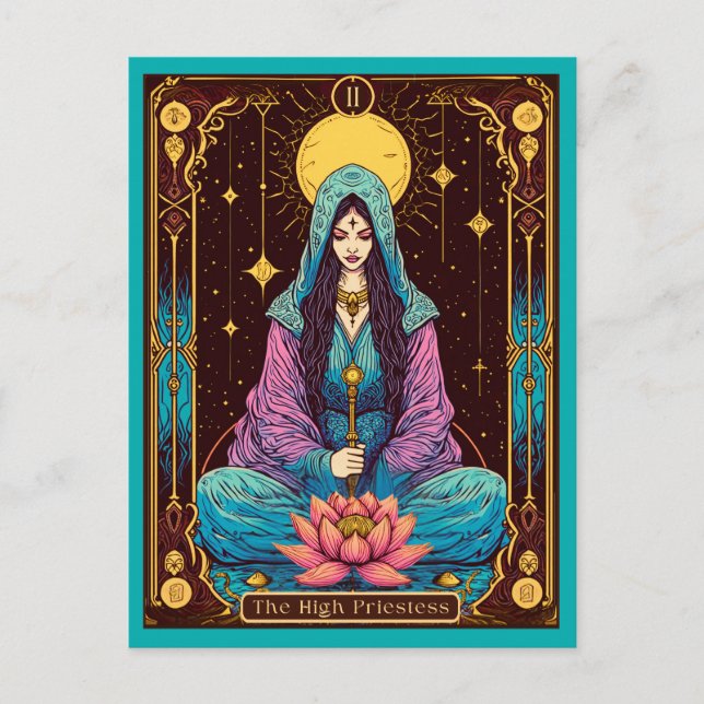 Tarot Illustration, die Hohepriesterin Postkarte (Vorderseite)