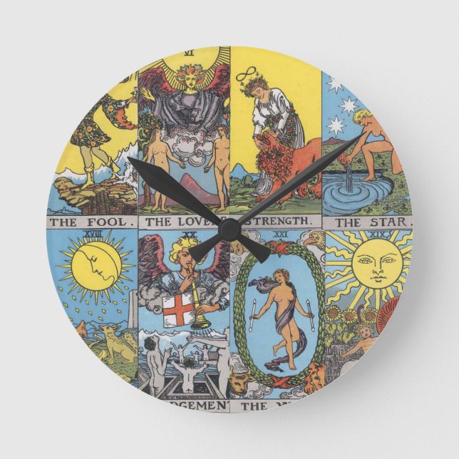 Tarot kardiert Collage Runde Wanduhr (Vorderseite)