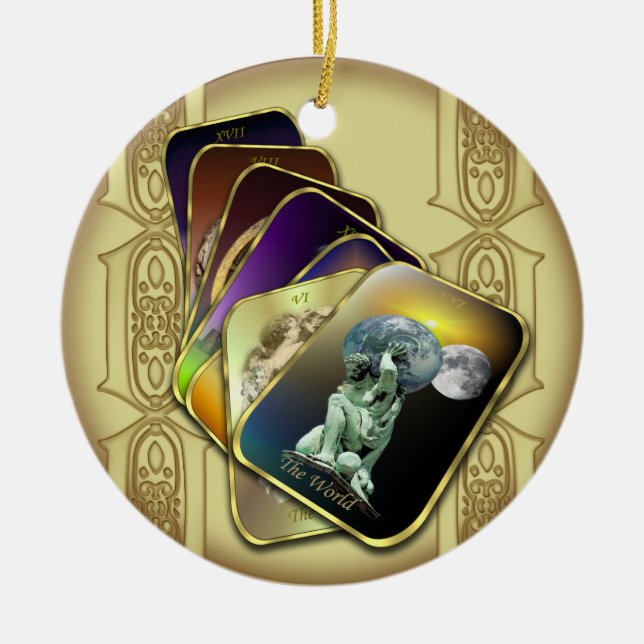 Tarot kardiert personalisierte runde Verzierung Keramik Ornament (Vorne)