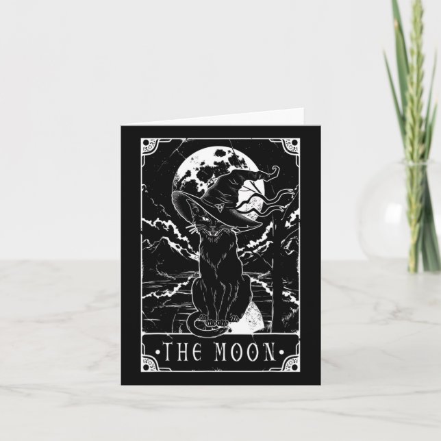 Tarot-Karte Crescent Mond und Black Cat Hexe H Karte (Vorderseite)