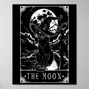 Tarot-Karte Crescent Mond und Black Cat Hexe H Poster