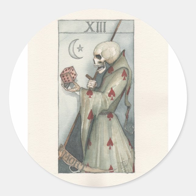 Tarot-Karte des Todes Runder Aufkleber (Vorderseite)