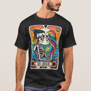 Tarot-Karte Die Liebenden Regenbogen Küssen Lesben T-Shirt