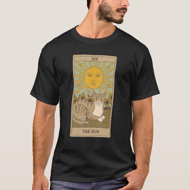 Tarot-Karte die Sonne und katzenkosmische Grafisch T-Shirt (Vorderseite)