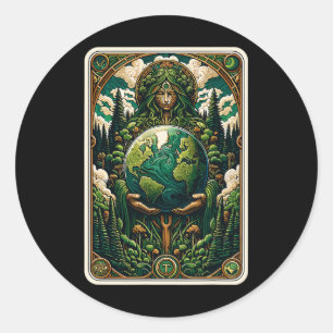 Tarot-Karte für den Erdwächter Verzauberung der Na Runder Aufkleber