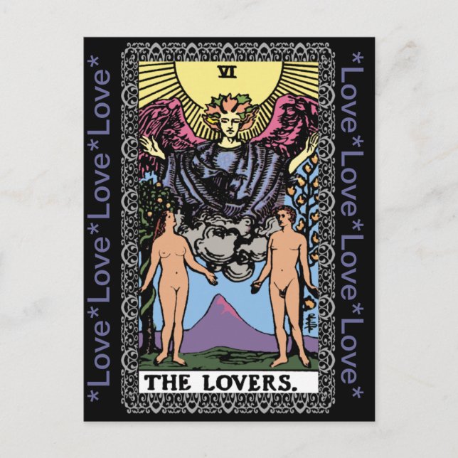 Tarot-Karte "Liebhaber" Postkarte (Vorderseite)