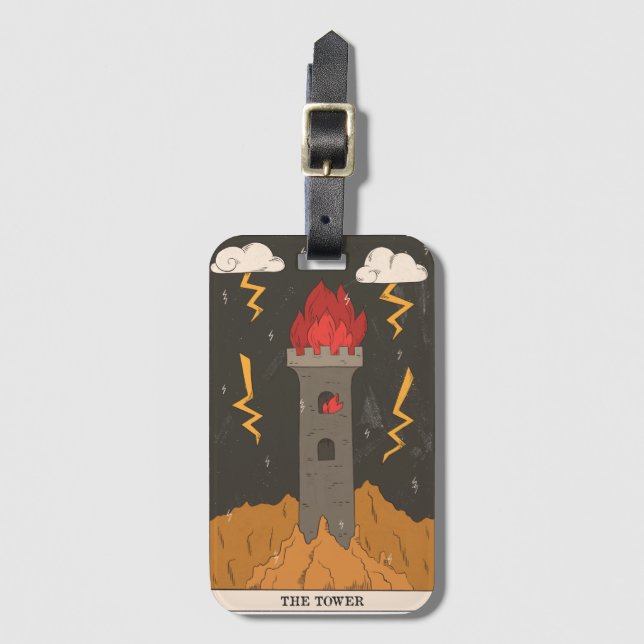 Tarot-Karte modern Major Arcana Tower, Esoterica Gepäckanhänger (Vorderseite Vertikal)