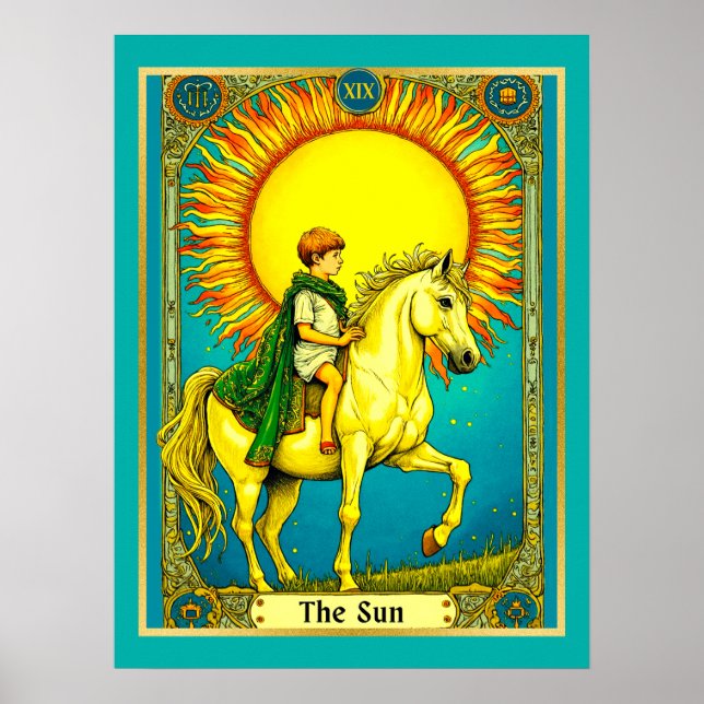 Tarot-Kartendarstellung, die Sun Poster (Vorne)