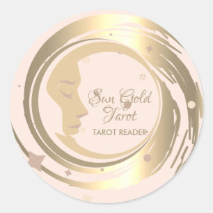 Tarot-Leser Gold Sterne Mond Himmels-Horoskop Runder Aufkleber