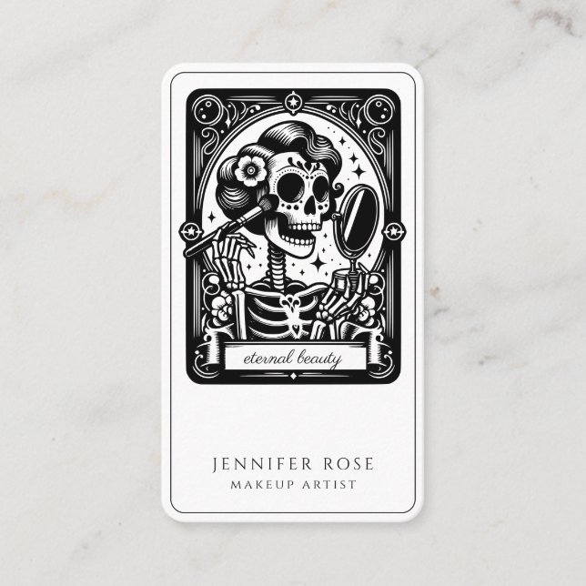 Tarot Makeup Artist Skeleton Business Card Visitenkarte (Vorderseite)