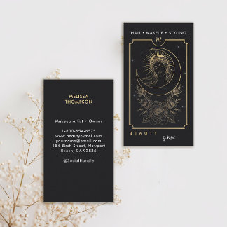 Tarot Moon Goddess Rose Moderne Elegantes Schwarze Visitenkarte