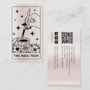 Tarot-Nageltechnikerin Blassrosa Faux-Metallisch Visitenkarte