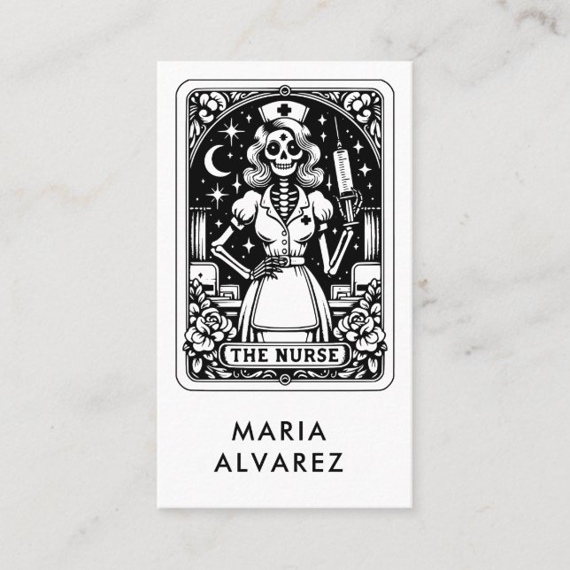 Tarot Nurse Black Business Card Visitenkarte (Vorderseite)