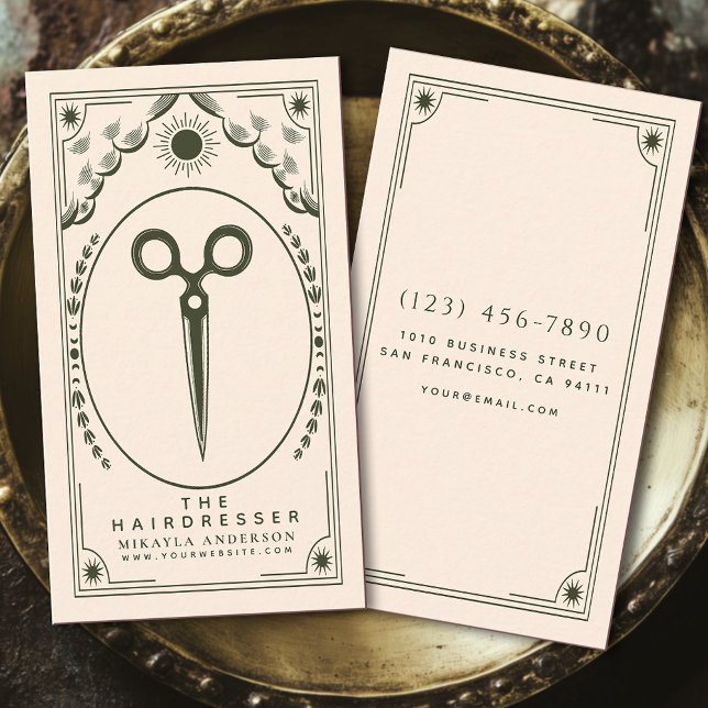 Tarot Olive Vintag Hair Stylist Visitenkarte (Von Creator hochgeladen)