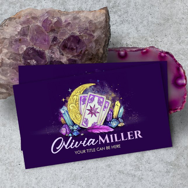 Tarot-/Oracle-Karten mit Mond und Kristallen Visitenkarte (Von Creator hochgeladen)