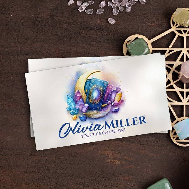 Tarot-/Oracle-Karten mit Mond und Kristallen Visitenkarte (Von Creator hochgeladen)