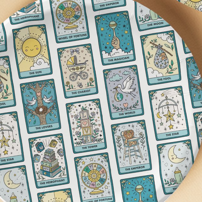 Tarot Patterned Baby Shower  Pappteller (Von Creator hochgeladen)