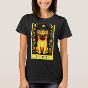 Tarot-Pug-Karte Florale Krone Sonne Mond Sterne Ku T-Shirt