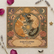 Tarot-Quadratkarte Niedliche Siam-Corgi-Tiersitter