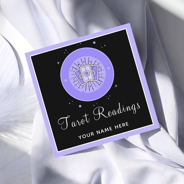 Tarot Reading Fortune Teller Lila & Black Mystic Quadratische Visitenkarte (Von Creator hochgeladen)