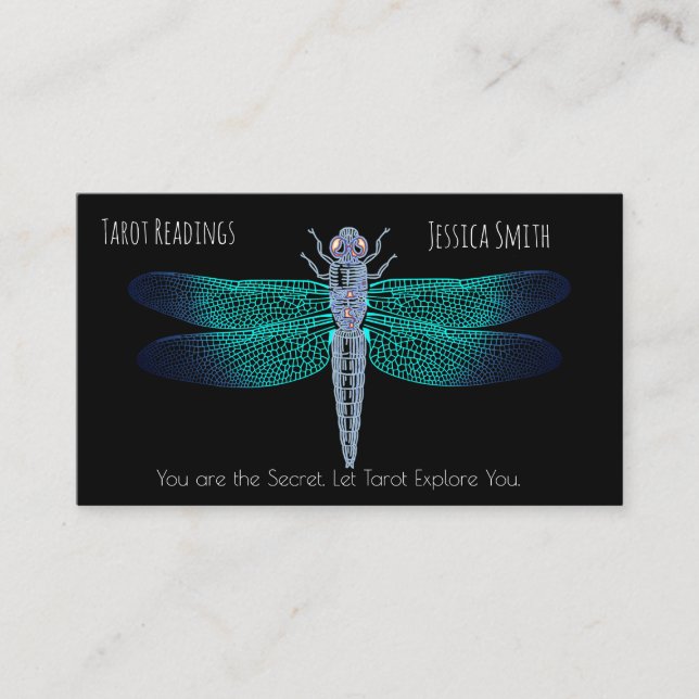 Tarot Readings Dragon Fly Stylish Aqua Colors Terminkarte (Vorderseite)