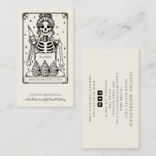 Tarot Skeleton Baker Whisk Cupcake Creme Visitenkarte