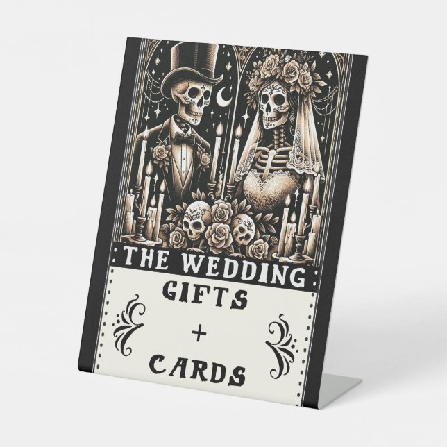 Tarot Skeletons Brautgrotten Hochzeitsgeschenke un Sockelschild (Vorderseite)