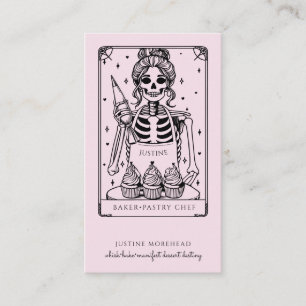 Tarot-Skelett-Bäcker-Schneebesen-Cupcake-Rosa Visitenkarte