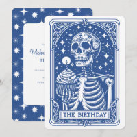 Tarot-Skelett Blau Geburtstag